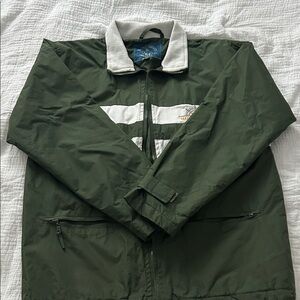 VTG The Bear Trading Co. Mackinac Island Michigan Green and White Wind Breaker